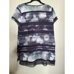 Simply Vera Vera Wang Women's Floral Striped Sheer Overlay Tunic Top Size L